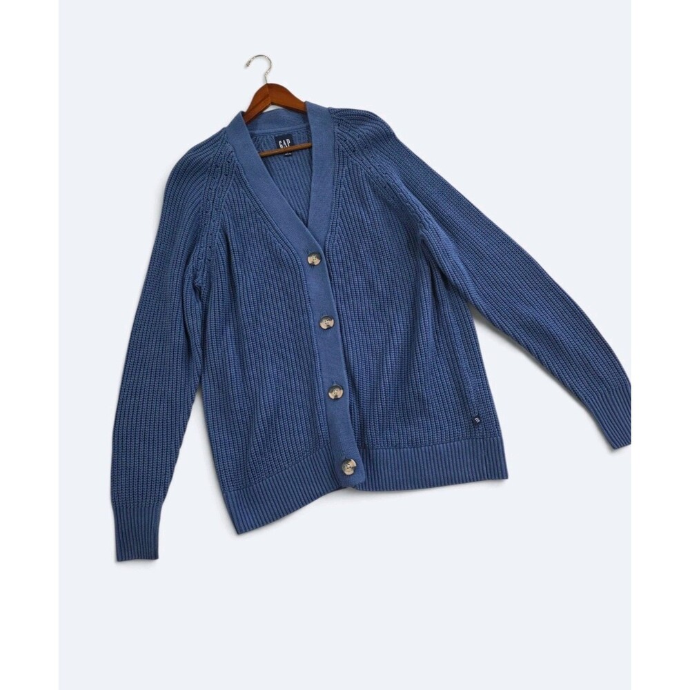 NWT Gap Soft Knit Button Front Relaxed Cardigan Sweater Bijou Blue Women Large